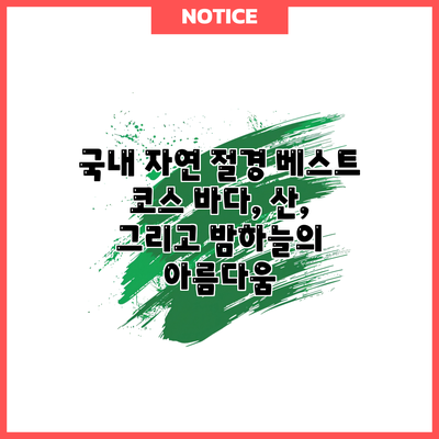 국내 자연 절경 베스트 코스: 바다, 산, 그리고 밤하늘의 아름다움